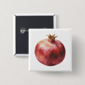 Moderne trendige Wasserfarbe Granatapfel Button (Vorne & Hinten)