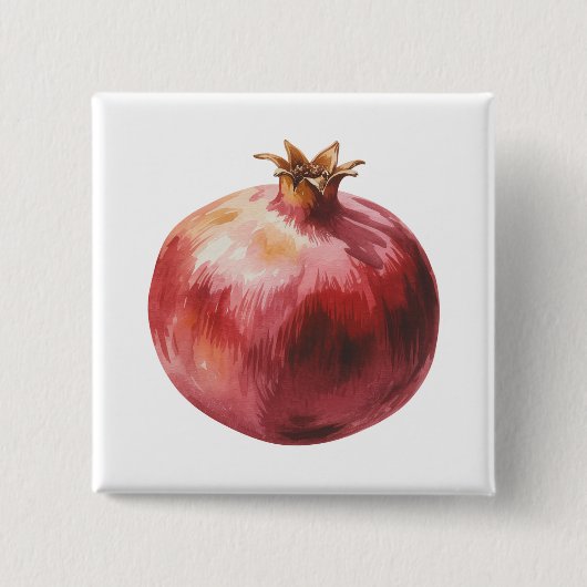 Moderne trendige Wasserfarbe Granatapfel Button (Vorderseite)