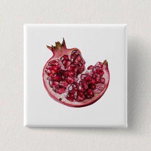 Moderne trendige Wasserfarbe Granatapfel Button