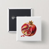 Moderne trendige Wasserfarbe Granatapfel Button (Vorne & Hinten)