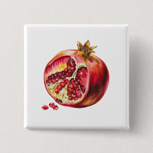 Moderne trendige Wasserfarbe Granatapfel Button