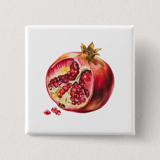 Moderne trendige Wasserfarbe Granatapfel Button (Vorderseite)