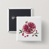 Moderne trendige Wasserfarbe Granatapfel Button (Vorne & Hinten)