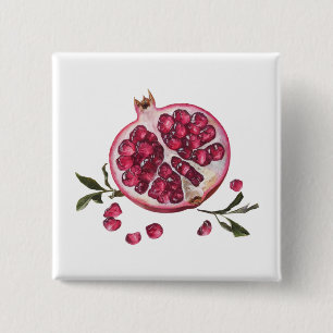 Moderne trendige Wasserfarbe Granatapfel Button