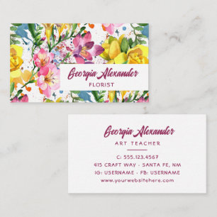 Moderne trendige Watercolor Florist Artist Florist Visitenkarte