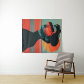 Moderne trendige weibliche Retro-Sonnencreme Wandteppich (Beispiel (Horizontal))