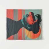 Moderne trendige weibliche Retro-Sonnencreme Wandteppich (Vorderseite (Horizontal))