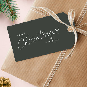 Moderne, trendige Weihnachten   Forest Green Dunke Geschenkanhänger