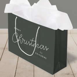 Moderne, trendige Weihnachten | Forest Green Dunke Große Geschenktüte