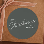 Moderne, trendige Weihnachten | Forest Green Dunke Runder Aufkleber