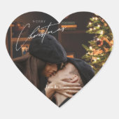 Moderne, trendige Weihnachten | Romantisches Coupl Herz-Aufkleber (Vorderseite)