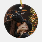 Moderne, trendige Weihnachten | Romantisches Coupl Keramik Ornament (Vorne)