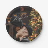 Moderne, trendige Weihnachten | Romantisches Coupl Pappteller (Vorderseite)