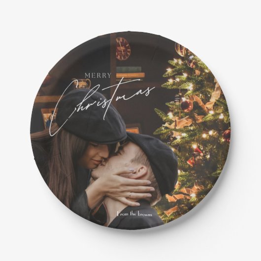 Moderne, trendige Weihnachten | Romantisches Coupl Pappteller (Vorderseite)