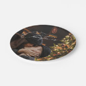 Moderne, trendige Weihnachten | Romantisches Coupl Pappteller (Schrägansicht)