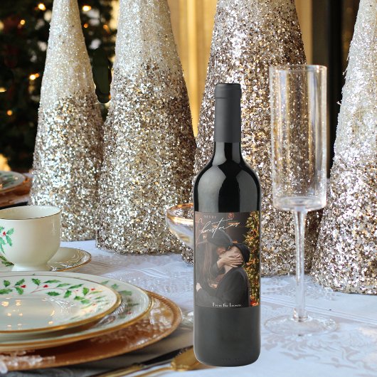 Moderne, trendige Weihnachten | Romantisches Coupl Weinetikett