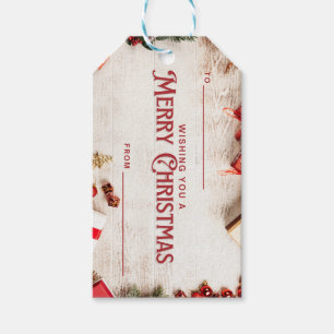 Moderne trendige Weihnachten, Waldgrün, dunkel dus Geschenkanhänger