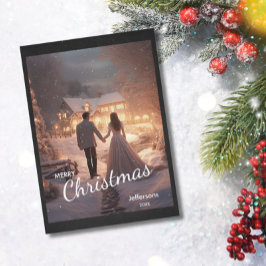 Moderne, trendige Weihnachtszeit - Foto Schnee Hüt Feiertagskarte