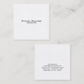 Moderne, trendige weiße Karos Minimalistisch Beruf Quadratische Visitenkarte (Vorne/Hinten)