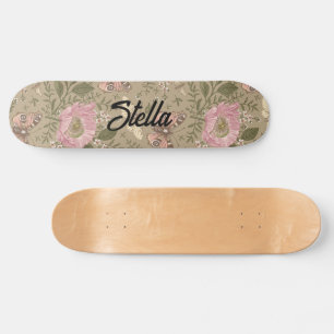 Moderne trendige Wildblumen-Botanik-Blumen-Monogra Skateboard