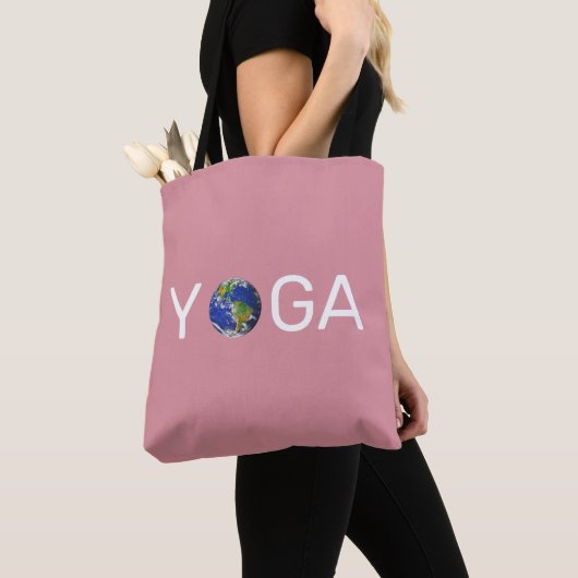 Moderne, trendige Yoga-Erde auf Rose Gold Tasche (Von Nahem)