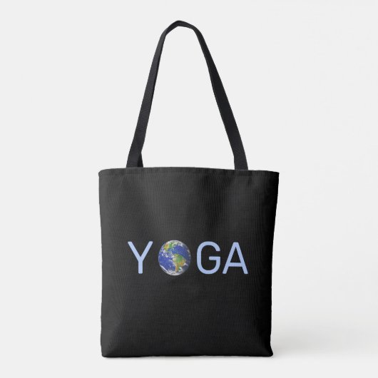 Moderne, trendige Yoga-Erde auf schwarz Tasche (Rückseite)