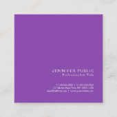 Moderne Trending Elegante Violet Seide Finish Luxu Quadratische Visitenkarte (Rückseite)