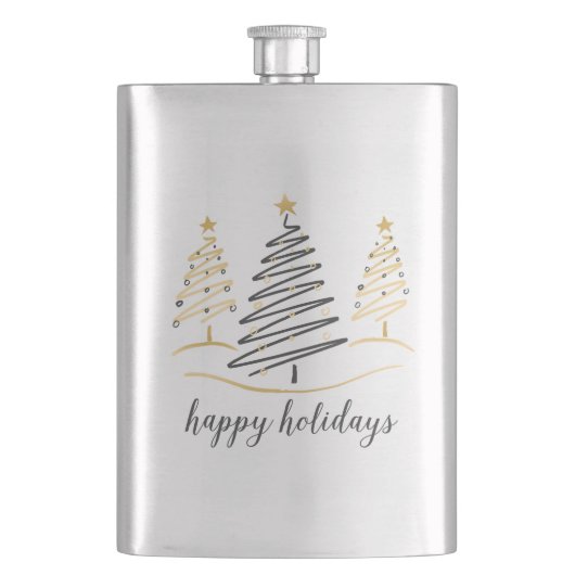 Moderne Trends Holiday Trees Flachmann (Vorderseite)