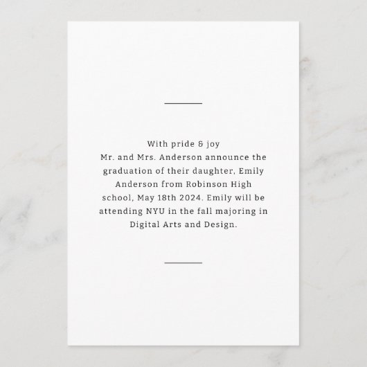 Moderne Trendy Abschluss Foto Ankündigung (Rückseite)