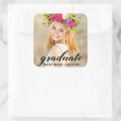 Moderne Trendy Abschluss Foto Ankündigung Quadratischer Aufkleber (Tasche)