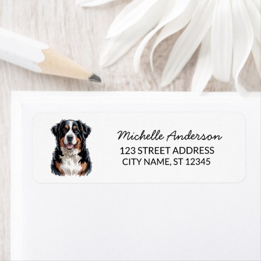 Moderne trendy Bernese Mountain Dog Rücksendeadres (Insitu)