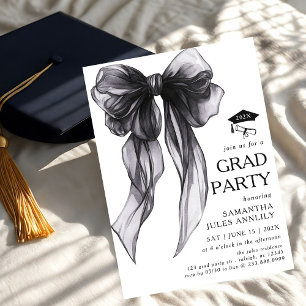 Moderne Trendy Black Bow Graduation Party Einladung