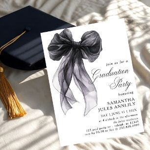Moderne Trendy Black Bow Graduation Party Einladung