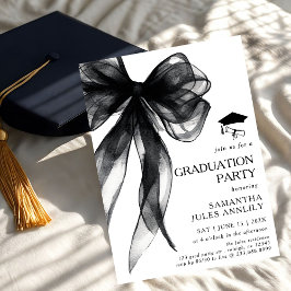 Moderne Trendy Black Bow Graduation Party Einladung