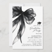 Moderne Trendy Black Bow Graduation Party Einladung (Vorderseite)