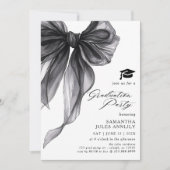 Moderne Trendy Black Bow Graduation Party Einladung (Vorderseite)