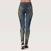 Moderne Trendy Blue Gold Mandala Leggings (Rückseite)