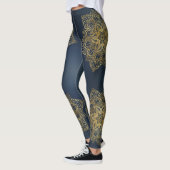 Moderne Trendy Blue Gold Mandala Leggings (Links)