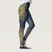 Moderne Trendy Blue Gold Mandala Leggings (Rechts)