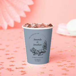 Moderne trendy Blue Leaf Wreath Wedding Pappbecher