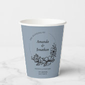 Moderne trendy Blue Leaf Wreath Wedding Pappbecher (Rückseite)