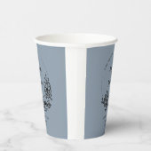 Moderne trendy Blue Leaf Wreath Wedding Pappbecher (Rechts)