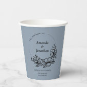 Moderne trendy Blue Leaf Wreath Wedding Pappbecher (Vorderseite)