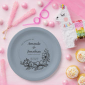 Moderne trendy Blue Leaf Wreath Wedding Pappteller (Party)