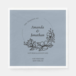 Moderne trendy Blue Leaf Wreath Wedding Serviette