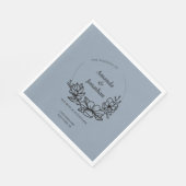 Moderne trendy Blue Leaf Wreath Wedding Serviette (Ecke)