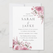 Moderne trendy Blush Boho Bloral Wedding Einladung (Vorderseite)