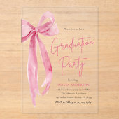 Moderne Trendy Blush Pink Bow Graduation Party Acryleinladungen (Vorderseite)
