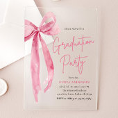 Moderne Trendy Blush Pink Bow Graduation Party Acryleinladungen