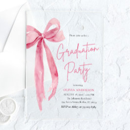 Moderne Trendy Blush Pink Bow Graduation Party Acryleinladungen